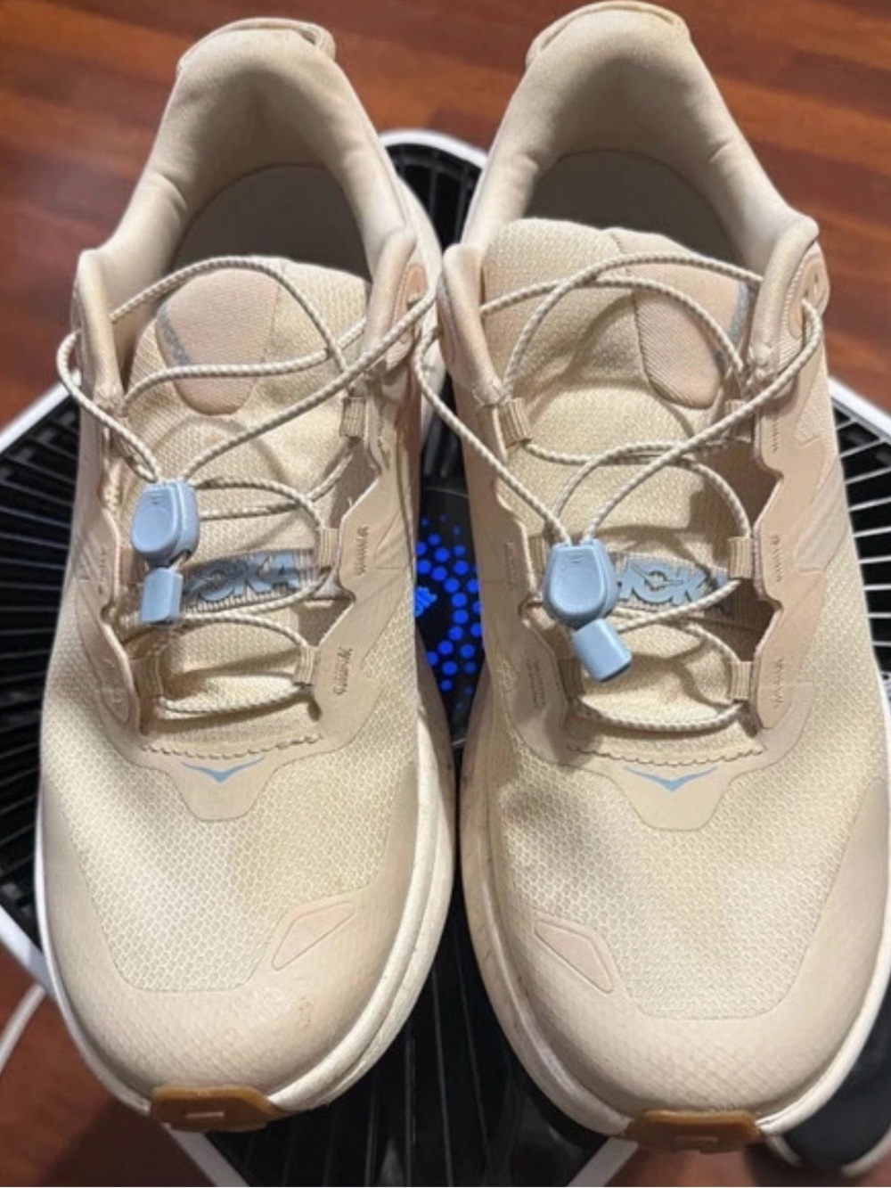 Hoka Women’s Beige Lace-Lock Running Sneakers
